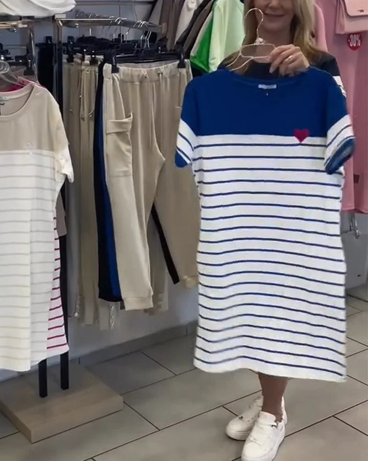 Vestido Listrado Coração