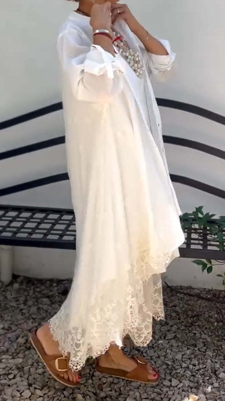Saia suspensória de gola redonda para mulher + cardigan traje casual