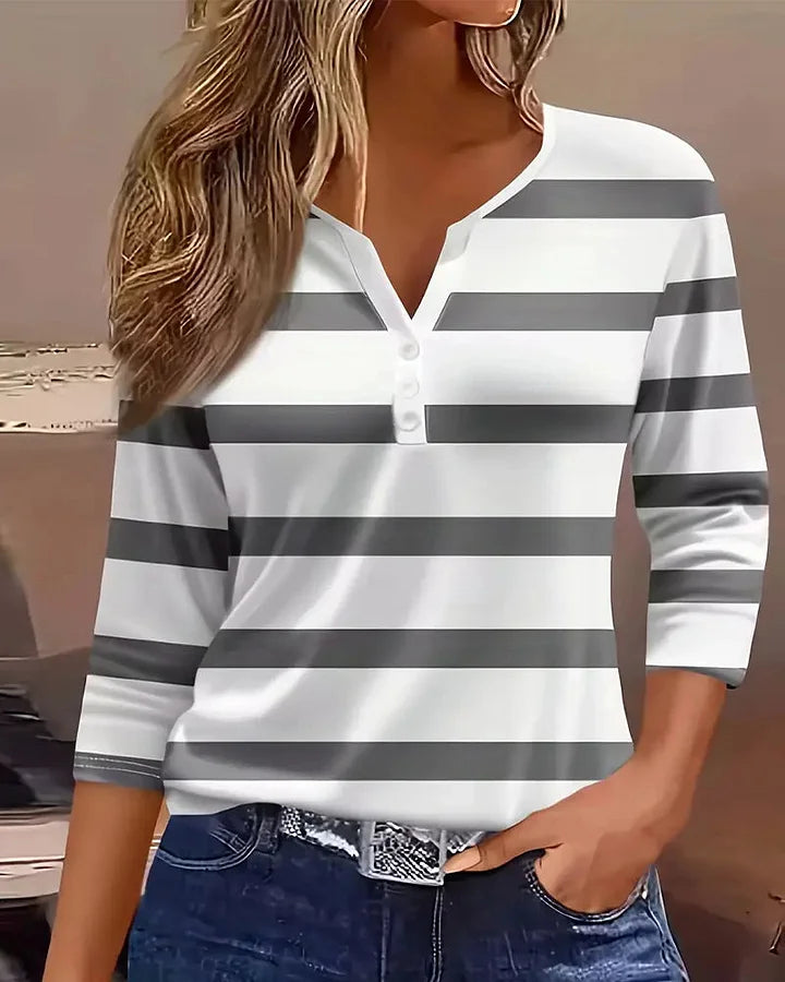 Blusa universal às riscas de manga comprida