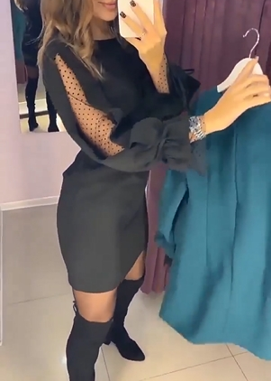 Vestido – Elegante e Festivo – Mistura de Algodão com Folhos – Perfeito para a Primavera, Outono e Inverno