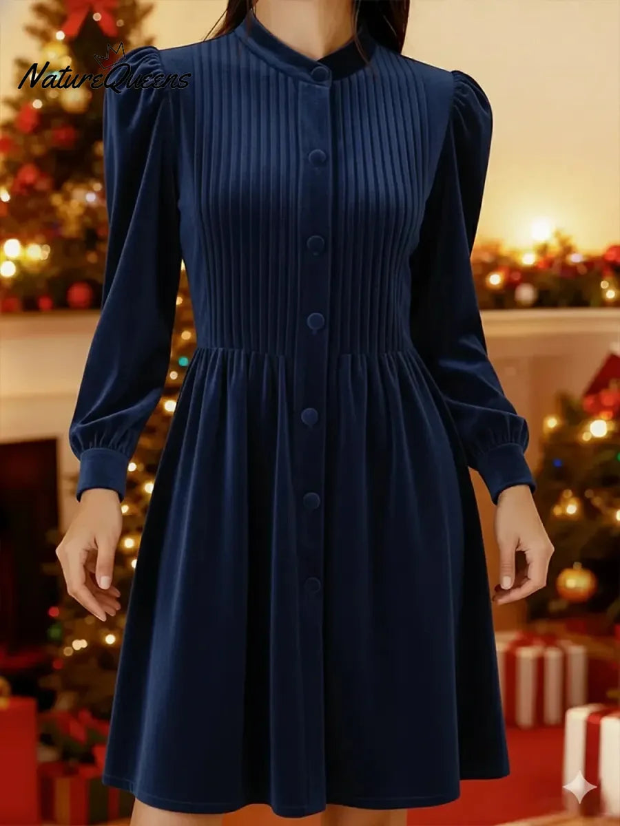 Vestido de Natal para mulher em veludo plissado
