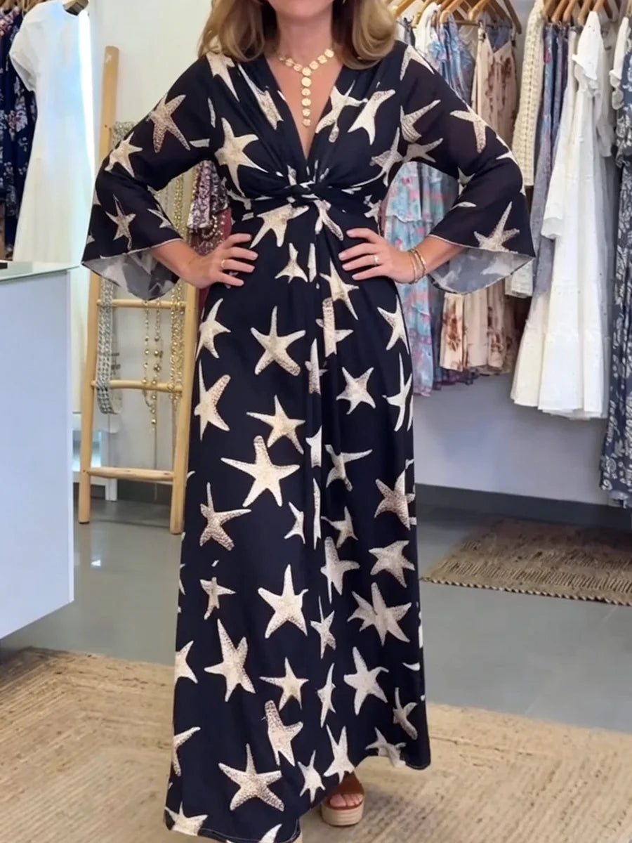 Vestido com estampado artístico em estilo boémio
