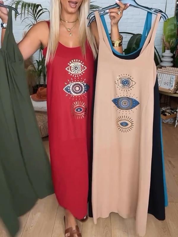 Vestido feminino com alças e decote redondo