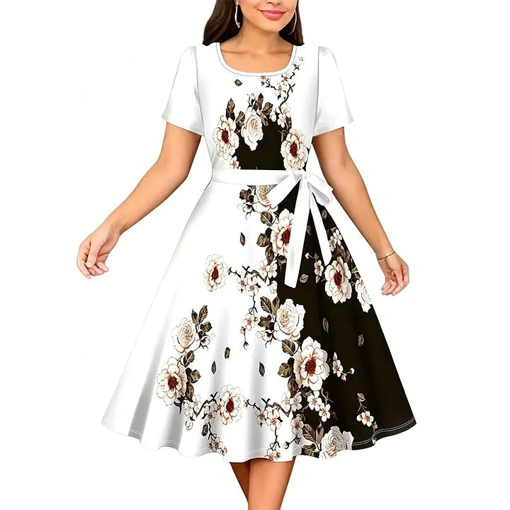 😍✨Vestido feminino evasé com estampado floral🌺👗