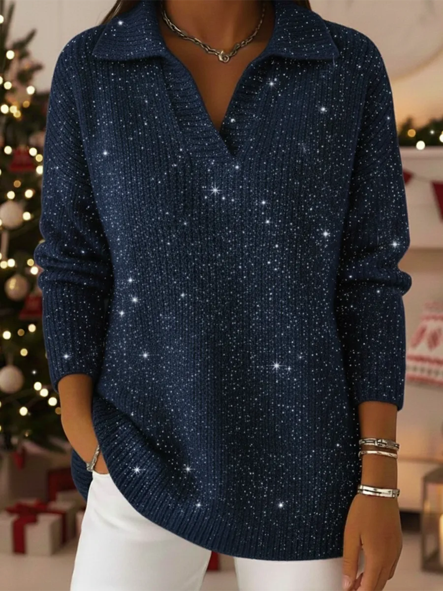 Camisola de Natal para mulher com gola brilhante