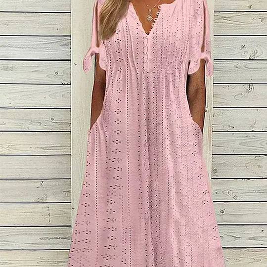 ⏰💃 Vestido Elegante de Cor Sólida para Mulher com Decote em V e Recortes