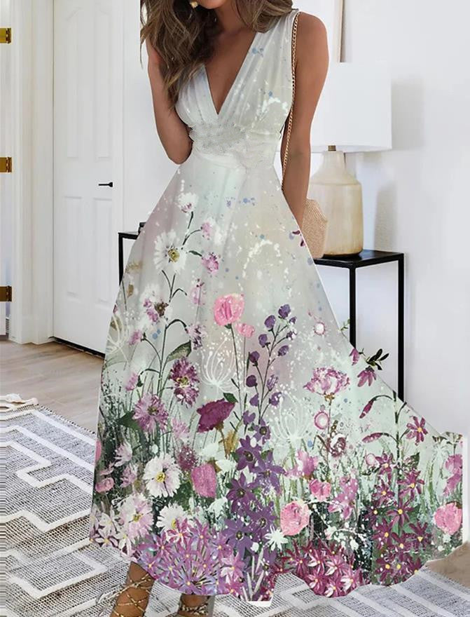 Vestido elegante sem mangas para mulher