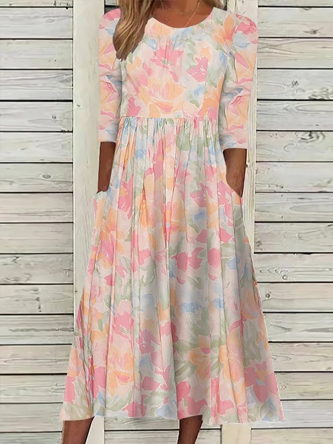 Vestido casual para mulher com estampado floral