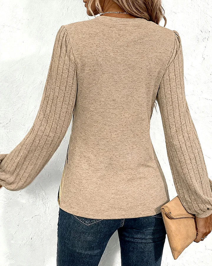 camisola listrada com manga lanterna