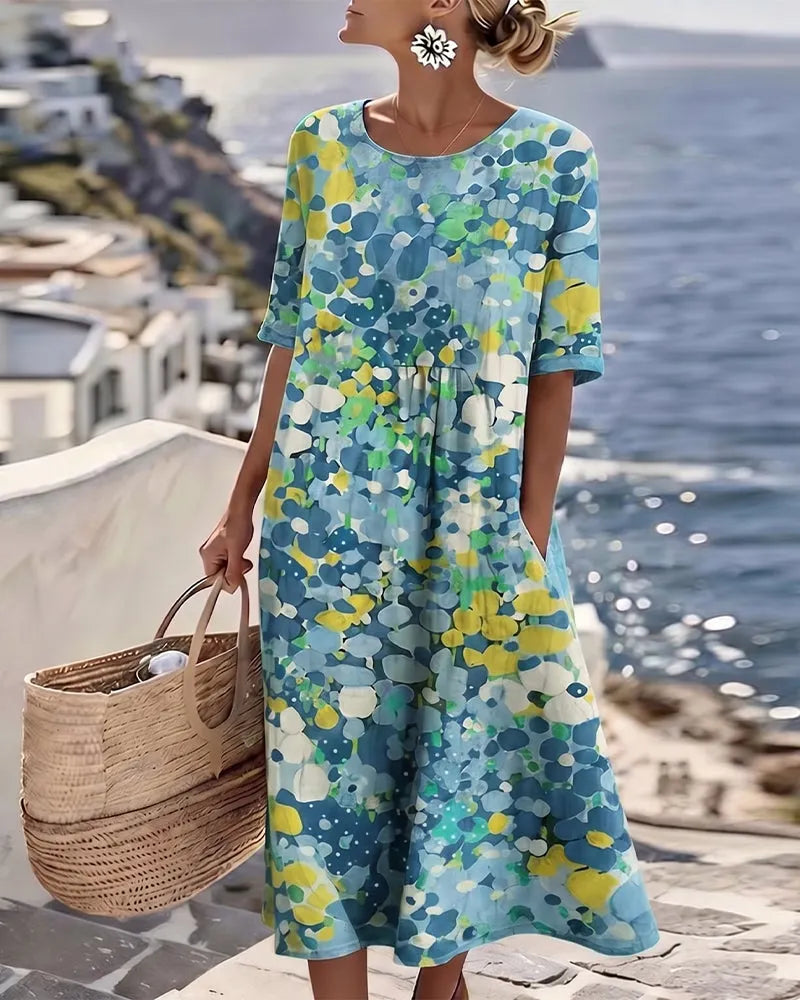 Vestido estampado com bainha solta