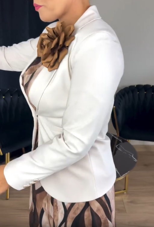Vestido de gola redonda para mulher + blazer fashion