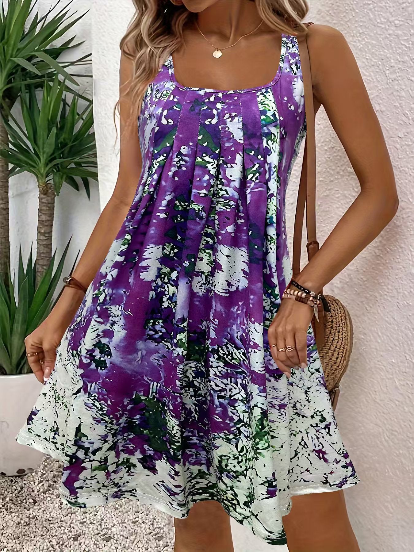 Vestido casual respirável com alças finas