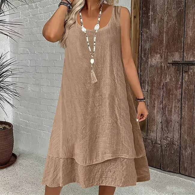 Vestido de mulher de duas camadas sem mangas