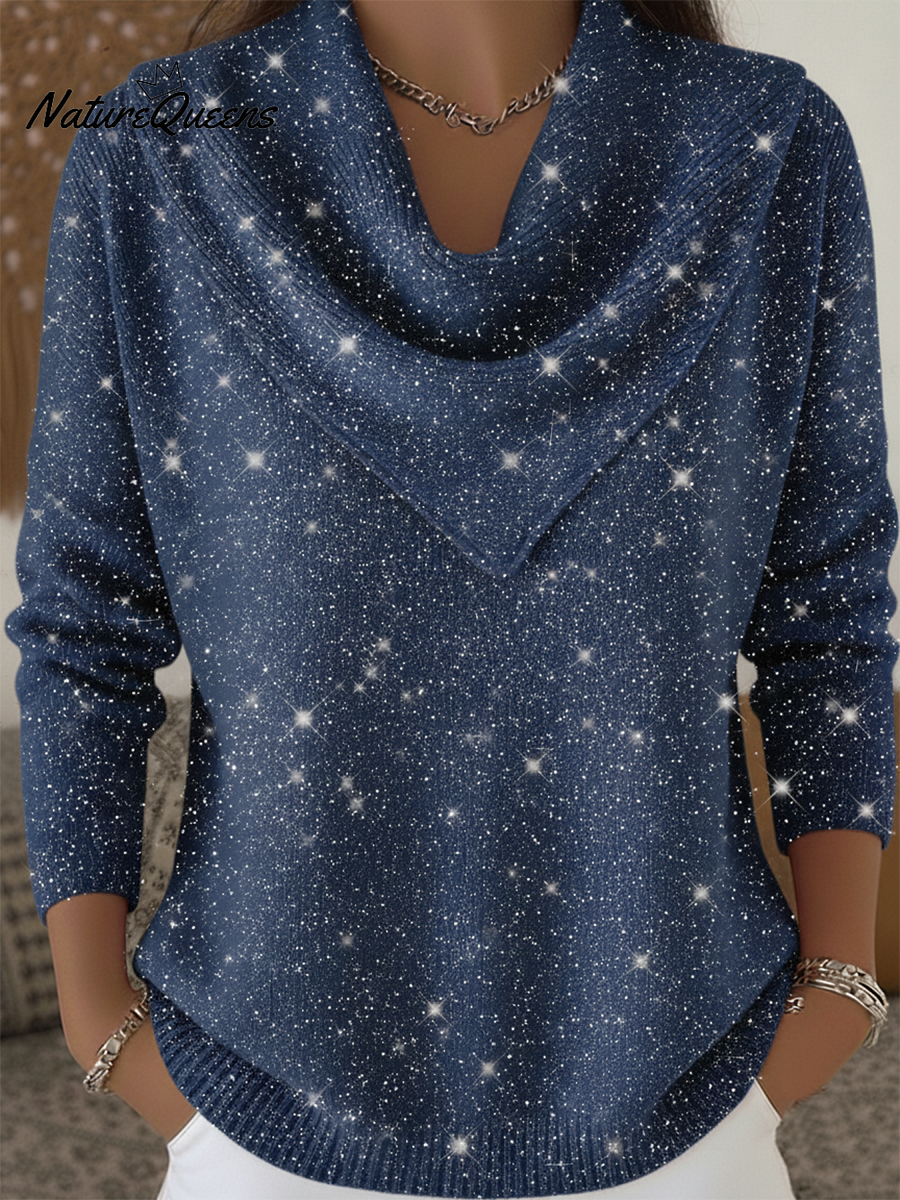 Camisola com decote em V, macia, brilhante e com lantejoulas de inspiração vintage