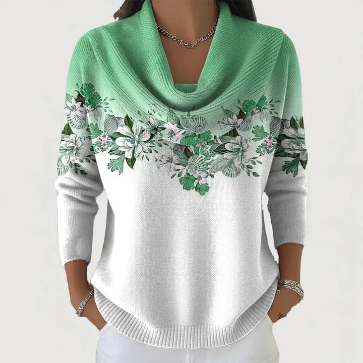 Camisola de mulher com decote drapeado e estampado floral