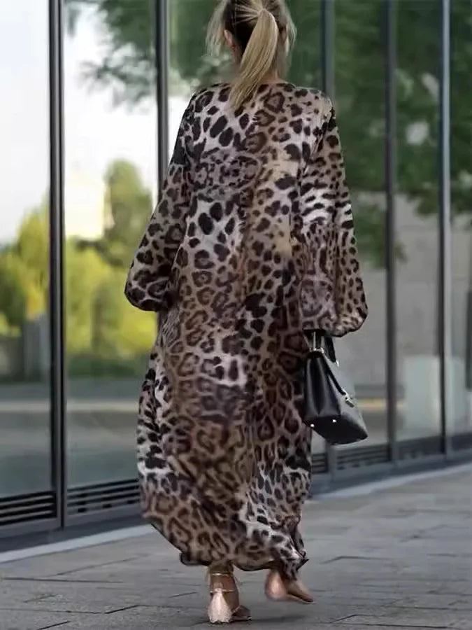Saia comprida de renda leopardo