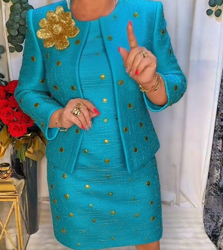 Vestido floral elegante de duas peças
