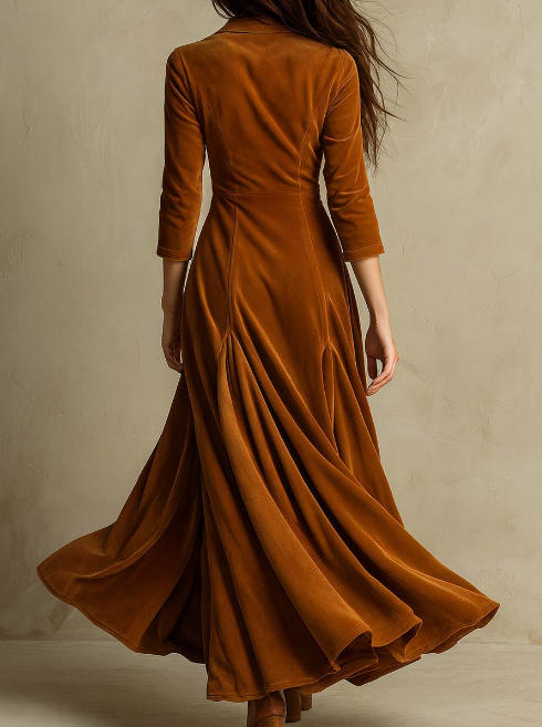 Vestido de veludo elegante estilo blazer anos 70