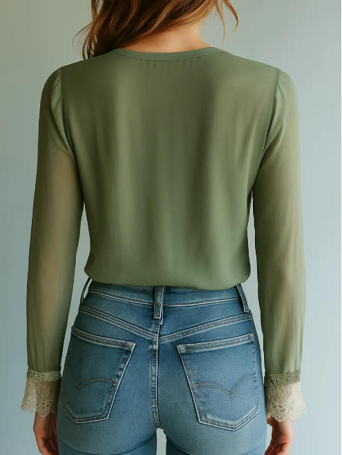 Blusa de renda com estampado floral boémia