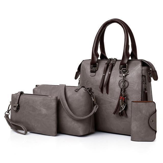 Disponível exclusivamente em conjunto de 🔥4 peças. Bolsa de senhora em couro.