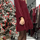 Vestido casual para mulher com decote redondo e strass