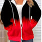 Sweatshirt de mulher plus size com capuz e fecho degradê - Cardigan casual de malha degradê