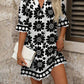 Vestido casual com estampado resort azul e branco