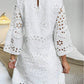 Vestido trompete bordado vazado de cor sólida