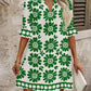 Vestido casual com estampado resort azul e branco