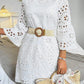 Vestido trompete bordado vazado de cor sólida