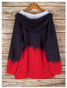 Sweatshirt de mulher plus size com capuz e fecho degradê - Cardigan casual de malha degradê