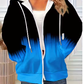 Sweatshirt de mulher plus size com capuz e fecho degradê - Cardigan casual de malha degradê