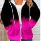 Sweatshirt de mulher plus size com capuz e fecho degradê - Cardigan casual de malha degradê