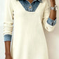 Vestido casual jeans patchwork para mulher