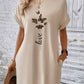 Vestido t-shirt com monograma e mangas estilo morcego