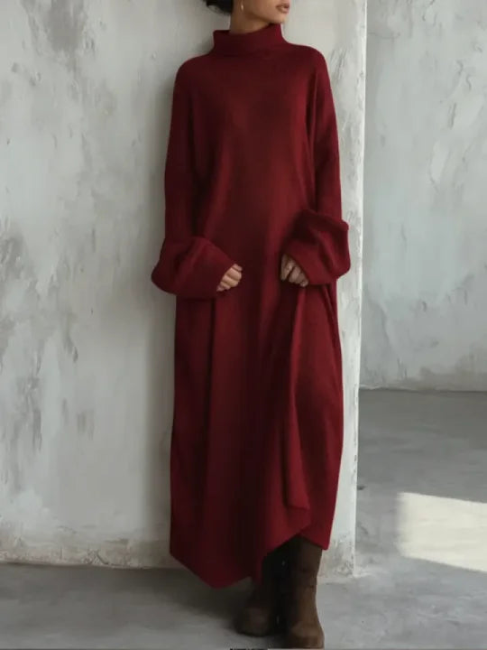 Vestido comprido de malha largo e confortável para mulher