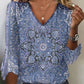 Camisa casual para mulher, manga 3/4, decote em V, adequada para o dia a dia