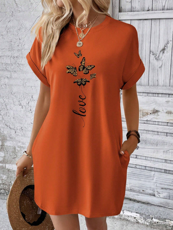Vestido t-shirt com monograma e mangas estilo morcego