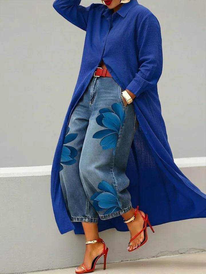 Vestido camiseiro casual em linho e algodão