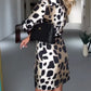 Vestido casual para mulher com estampa de leopardo