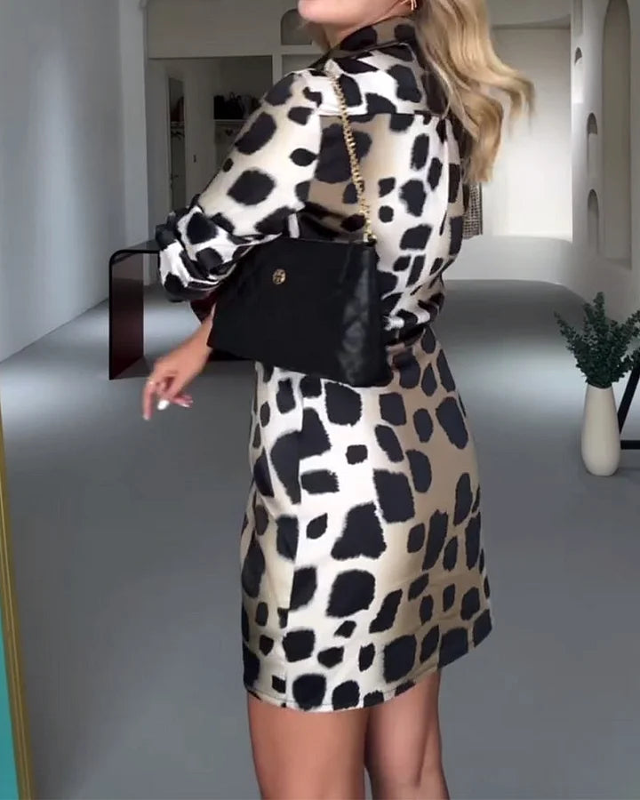 Vestido casual para mulher com estampa de leopardo
