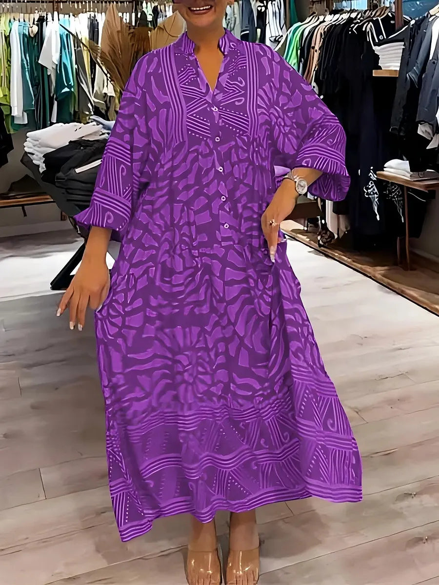 Vestido de menina estampado com decote em V e corte largo (Quase esgotado!)