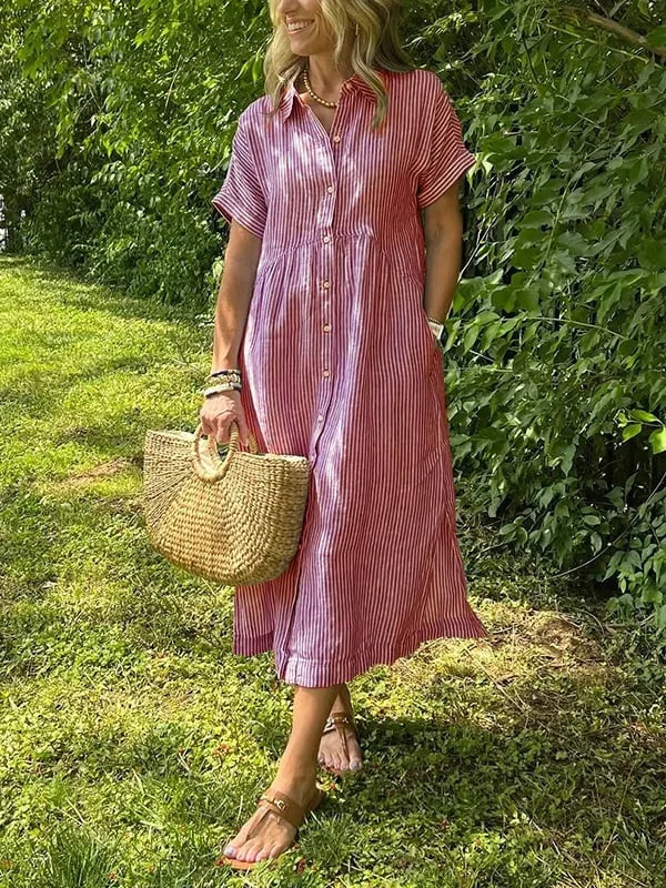 Vestido camiseiro listrado