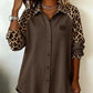 Camisa de colarinho abotoado com padrão leopardo