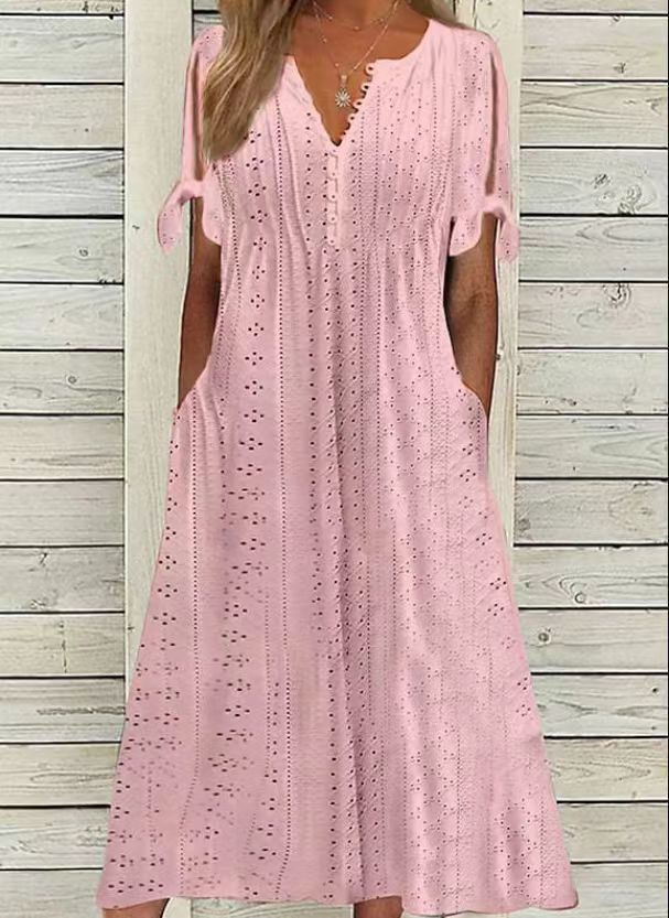 Vestido elegante com decote em V para mulher