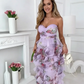 🌸🌸🌸Vestido curto com alças e corte em camadas, estilo bolo floral