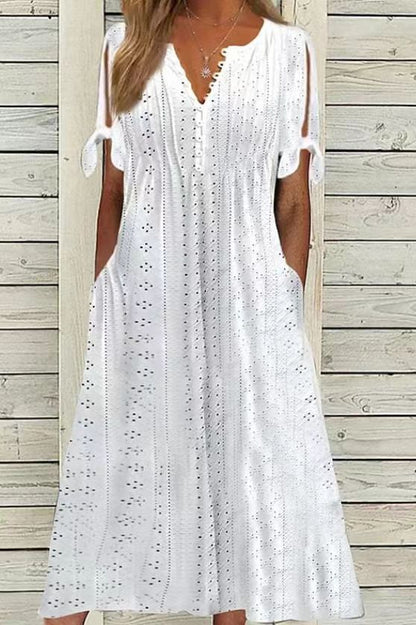 Vestido elegante com decote em V para mulher