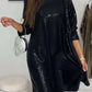 Vestido casual feminino brilhante manga comprida