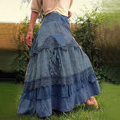 Vestido comprido oversized com folhos retro 2025