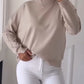 Blusa de malha casual para mulher com gola redonda